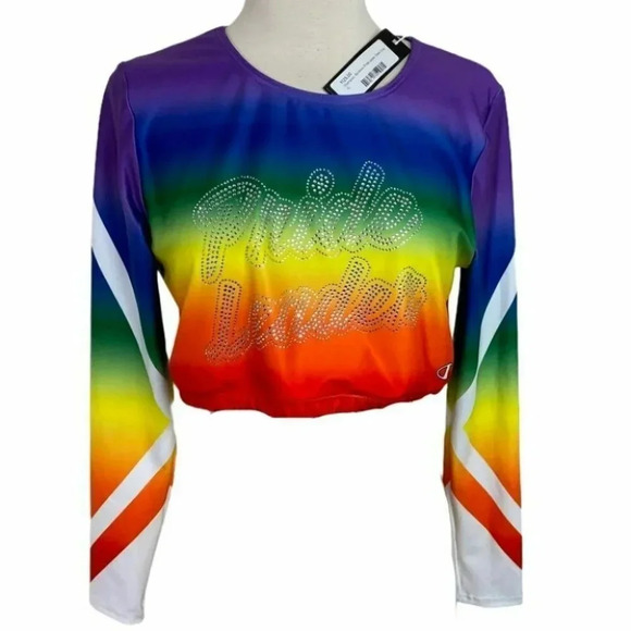 Champion XL Rainbow Pride leader Phluid Cheer crop‎ long sleeve top - Picture 1 of 5